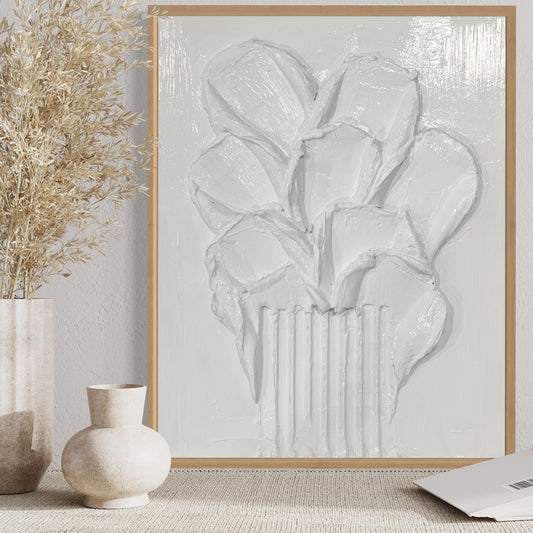 Botanic White - 11x14” Textured Art